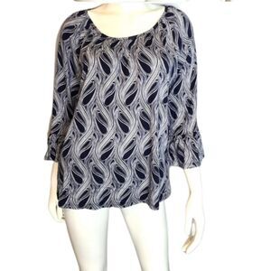 Michael Kors Blue Silky Bell Sleeve Top Large